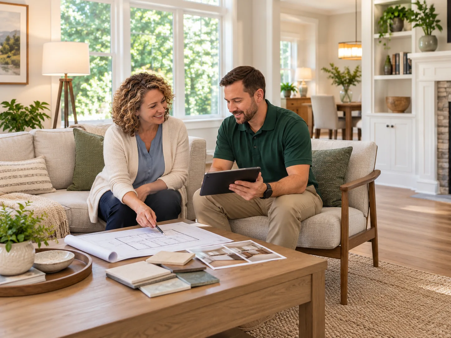 Professional discussing home safety needs with a client