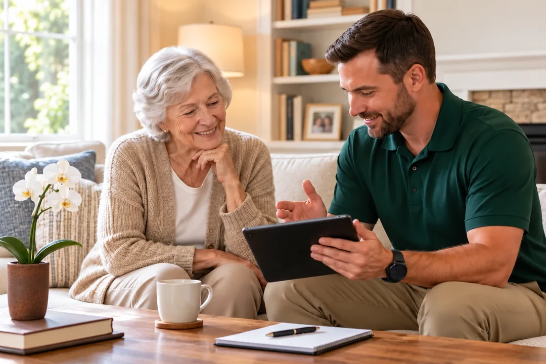 Home safety consultation about changes throughout the house for aging in place