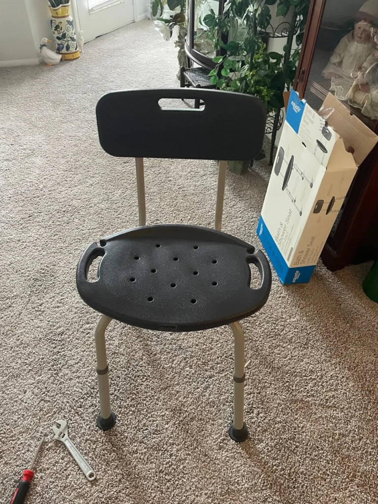 After — assembled bath and shower seat with back